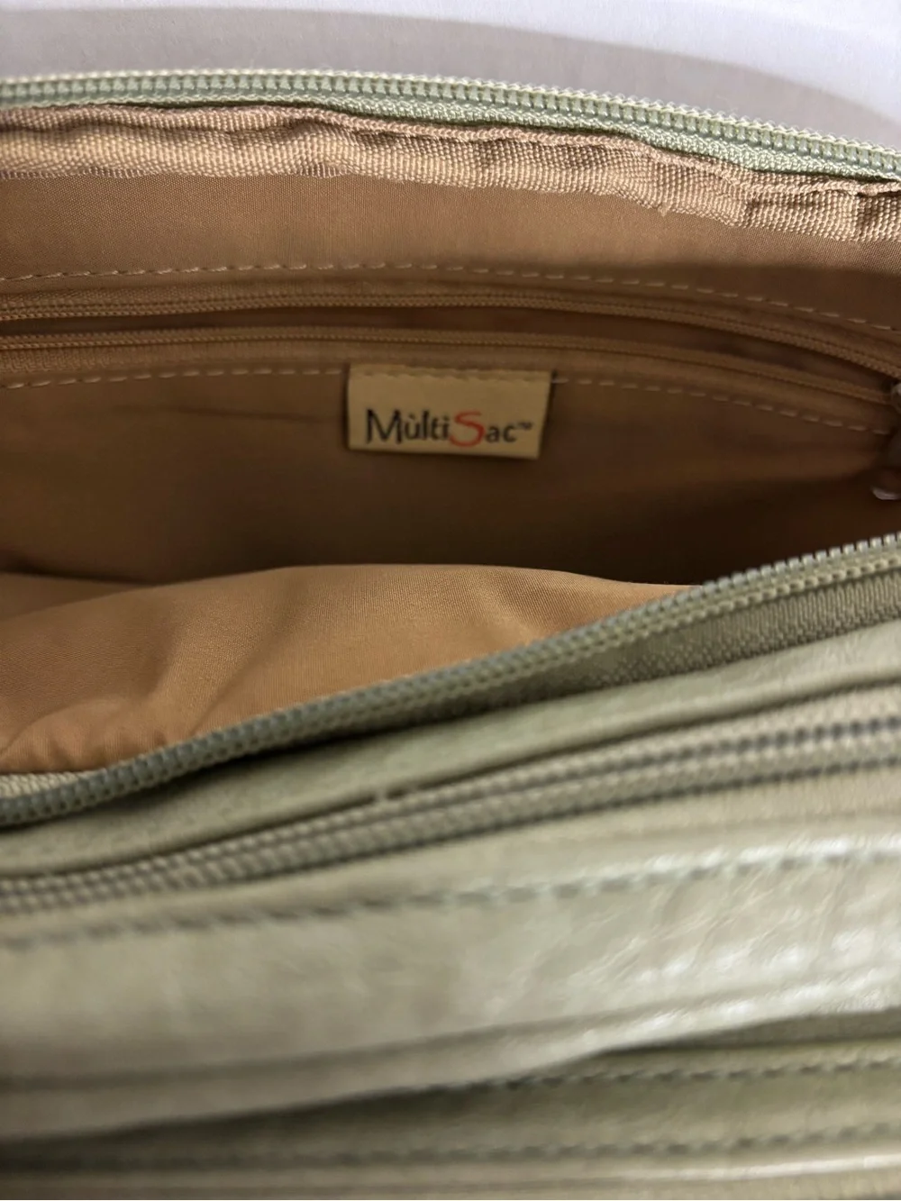 Multisac Olive Green Crossbody Bag with Front Flap Pocket